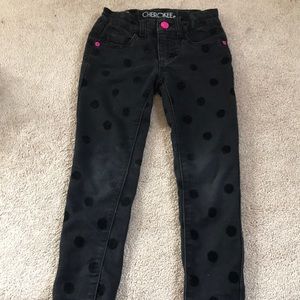 Black velveteen dot jeggings